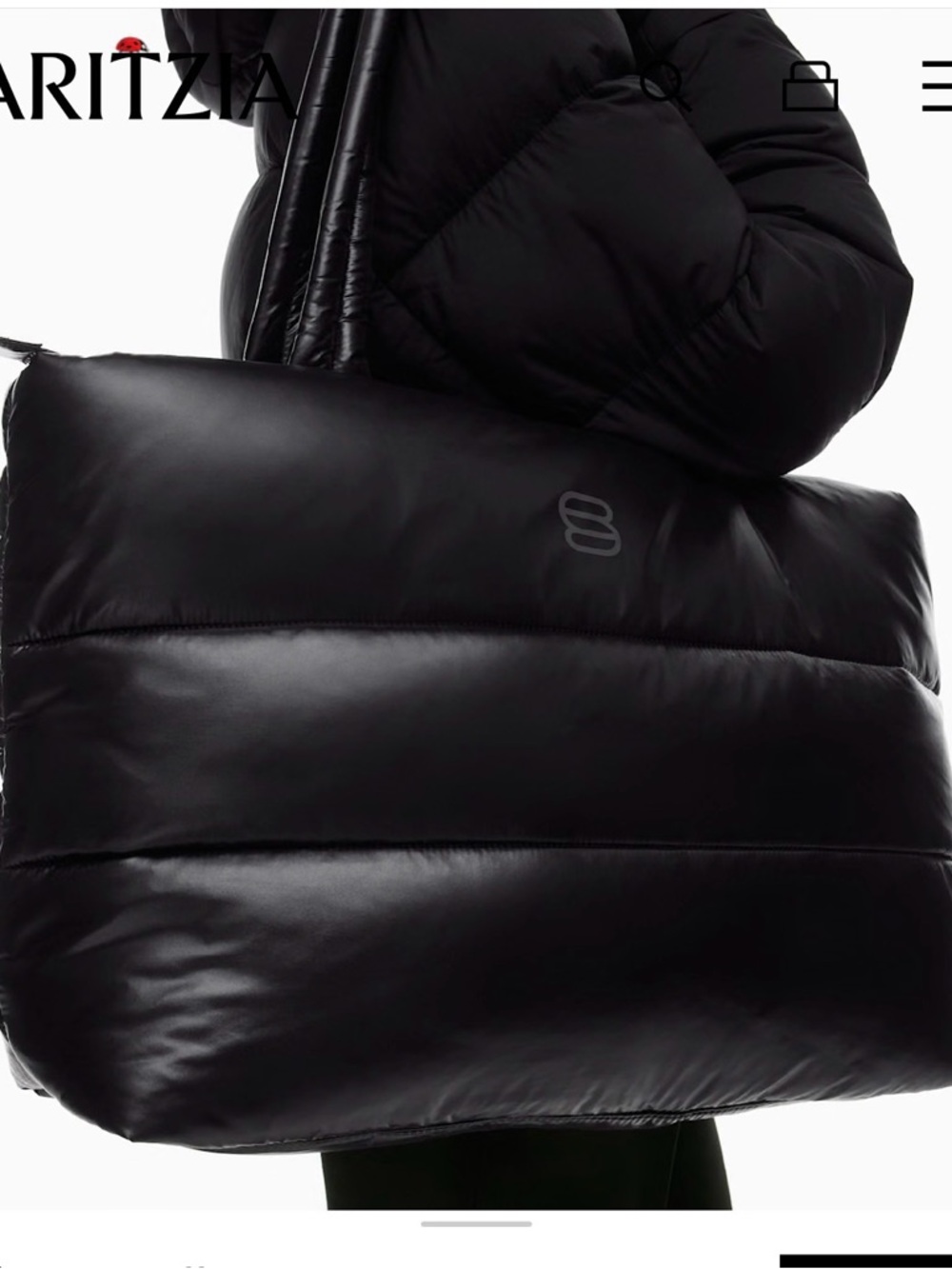 Aritzia Super Puff black tote- like new!